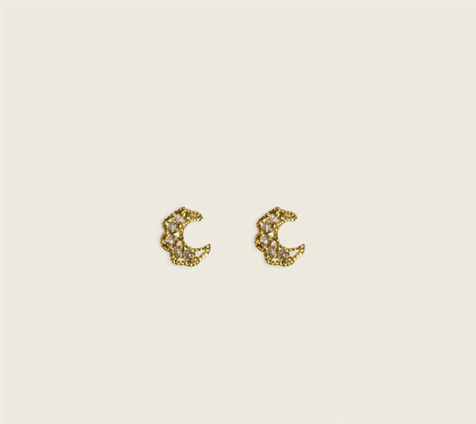 Gold Crescent Studs