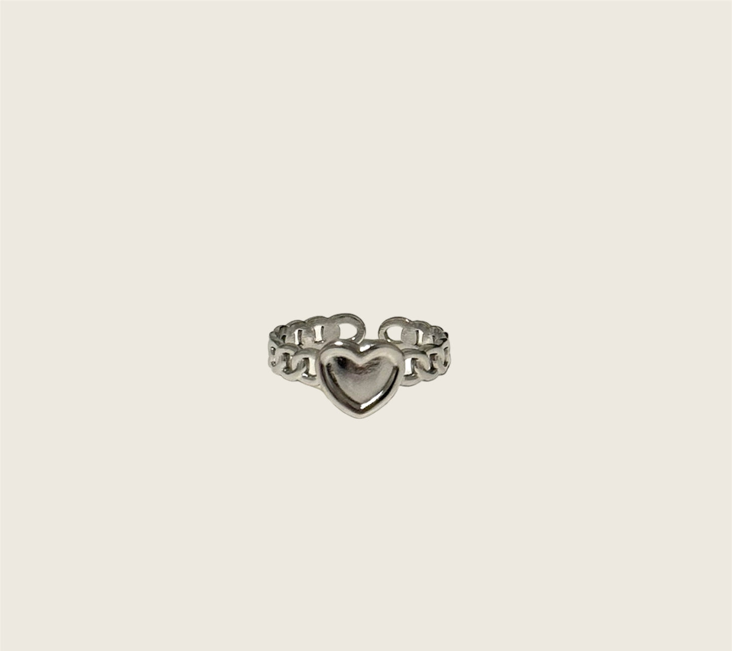 Silver Linked Heart Ring